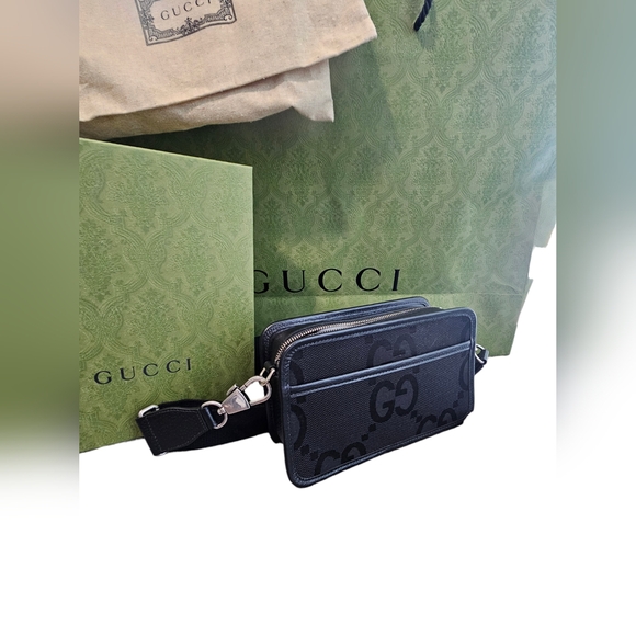 Gucci Jumbo GG Shoulder Bag Black Waist bag crossbody gucci bag - Picture 2 of 5